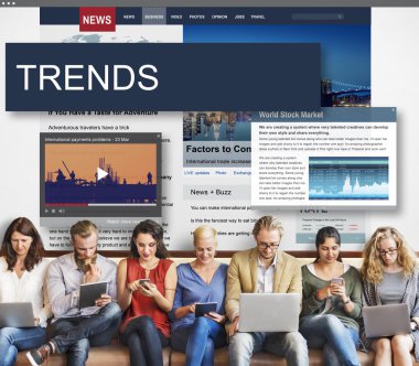 aygıtlar ve eğilimleri ile insanlar oturup