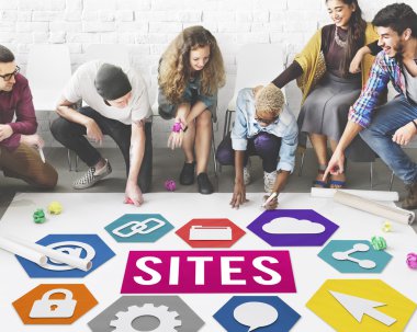 Kattaki insanlar çizim afiş 