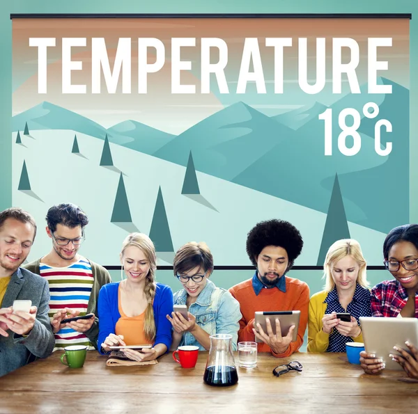 Diversity Menschen und Temperaturprognosekonzept — Stockfoto