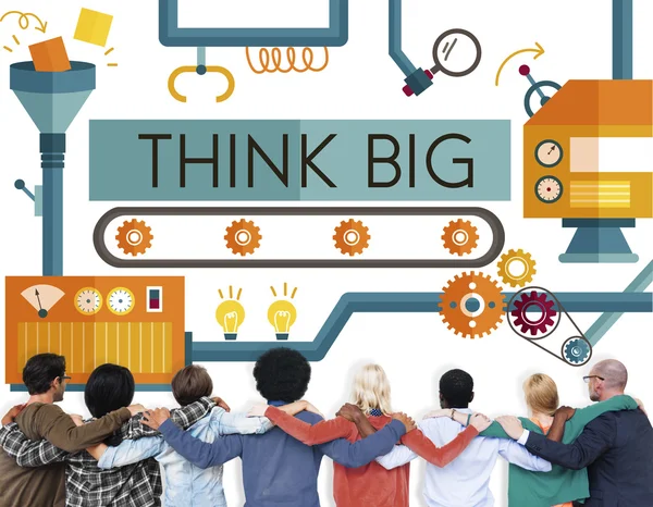 Les personnes multiethniques et le concept Think Big — Photo