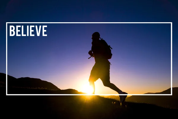 Man jogging in Mountains — Stok Foto