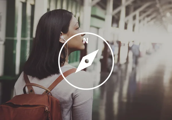 Mujer joven con mochila —  Fotos de Stock