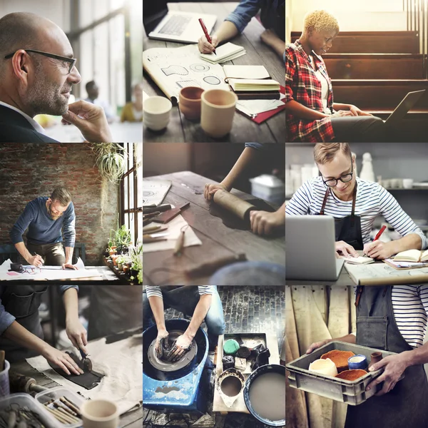 Persone con Hobby in collage — Foto Stock