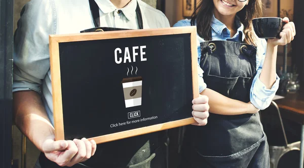 Dos baristas cerca de la cafetería —  Fotos de Stock