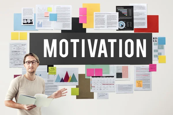 Unternehmer arbeiten mit Motivation — Stockfoto