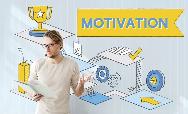 Unternehmer arbeiten mit Motivation — Stockfoto