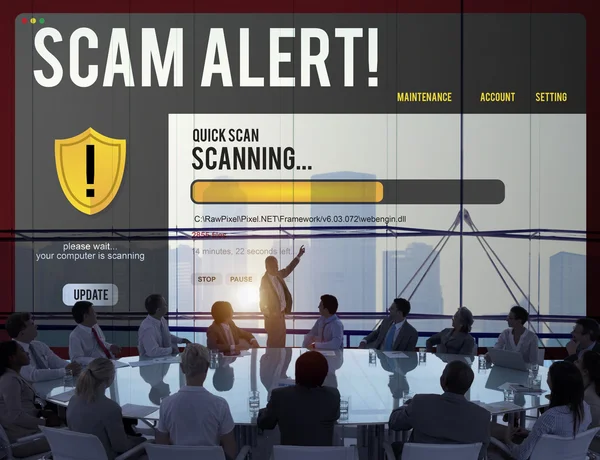 Les gens d'affaires parlent de Scam Alert — Photo