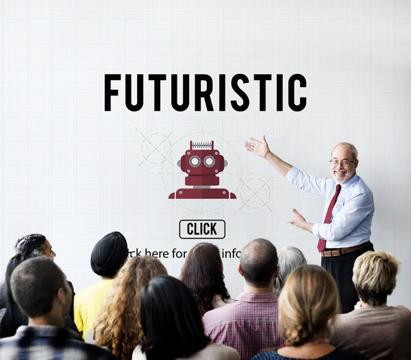 Persone in seminario con futuristico — Foto Stock