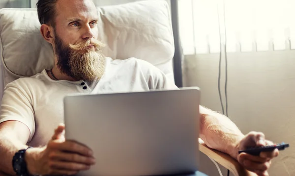 Man Seating in Armchair — Stock Photo, Image