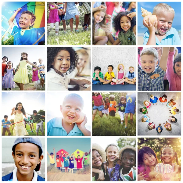 Collage con varios niños — Foto de Stock