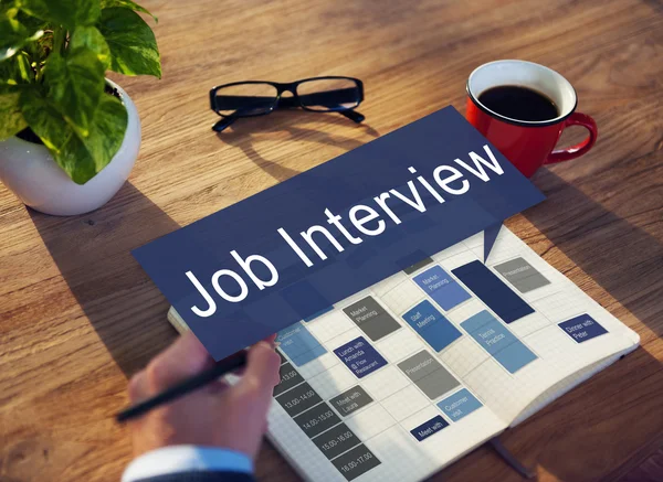 Man aan het werk met de Job Interview Concept — Stockfoto