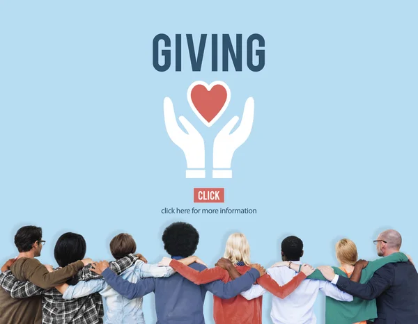 Pessoas multiétnicas e conceito de doação — Fotografia de Stock