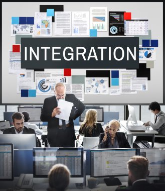 Business workers and integration clipart