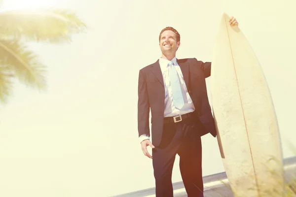 Businessman Staying Alone at beach — Stock Photo, Image