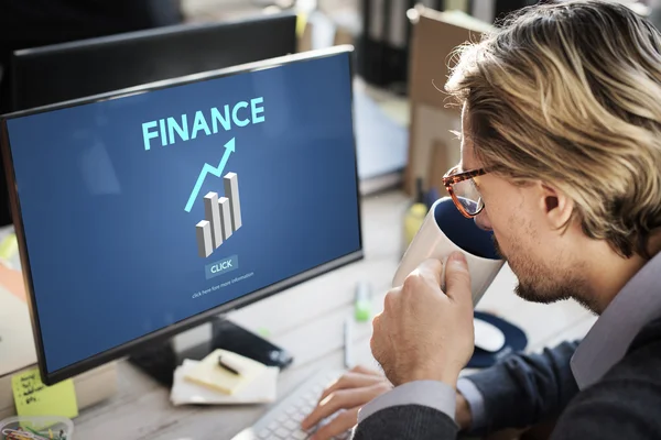 Businessman working with computer at office — Stock Photo, Image