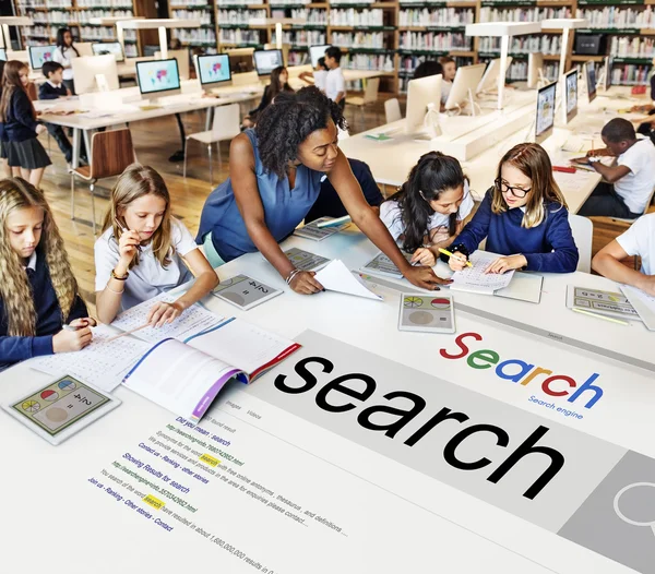 Teacher with pupils at school — Stock Photo, Image