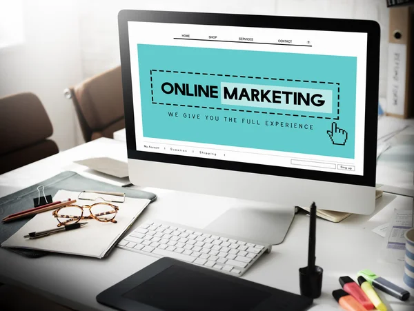 Online Marketing Főoldal koncepció — Stock Fotó