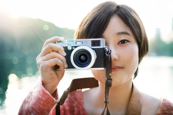 아시아 사진으로 카메라 만들기 — 스톡 사진