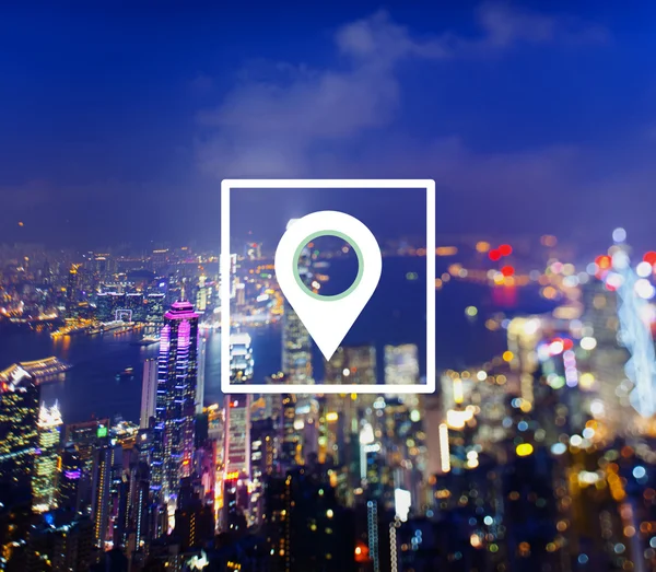 City background with icon — Stock Photo, Image