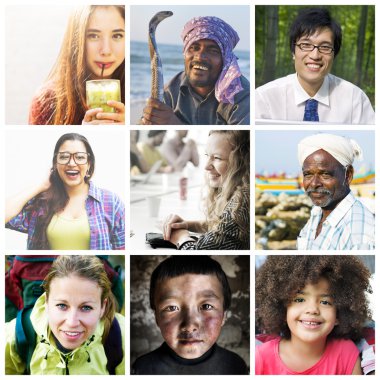 Çeşitli insanlarla kolaj