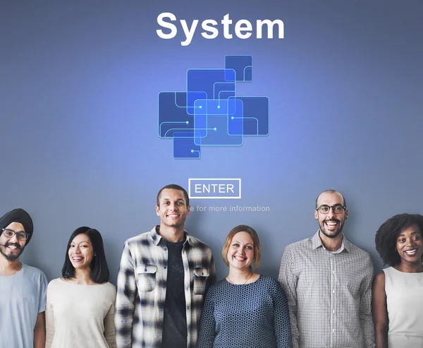 Diversiteit mensen met systeem — Stockfoto