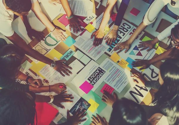 diversity group of students at workplace table