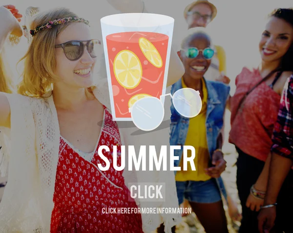 Tijd aan zomer partij op strand — Stockfoto