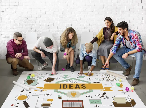 People drawing banner on floor — Stock Photo, Image