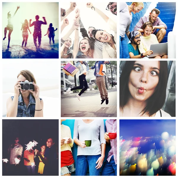 Collage med olika människor — Stockfoto