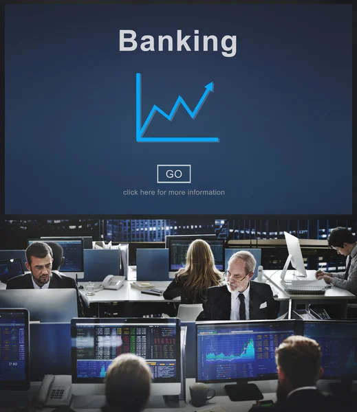 Geschäftsleute und Banken — Stockfoto