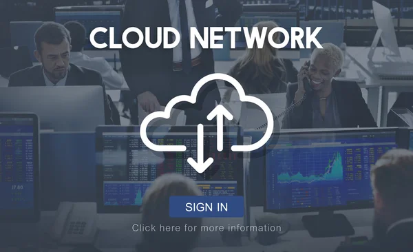 Network Business ludzi pracy i chmury — Zdjęcie stockowe