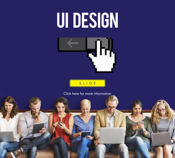 people sit with devices and UI Design