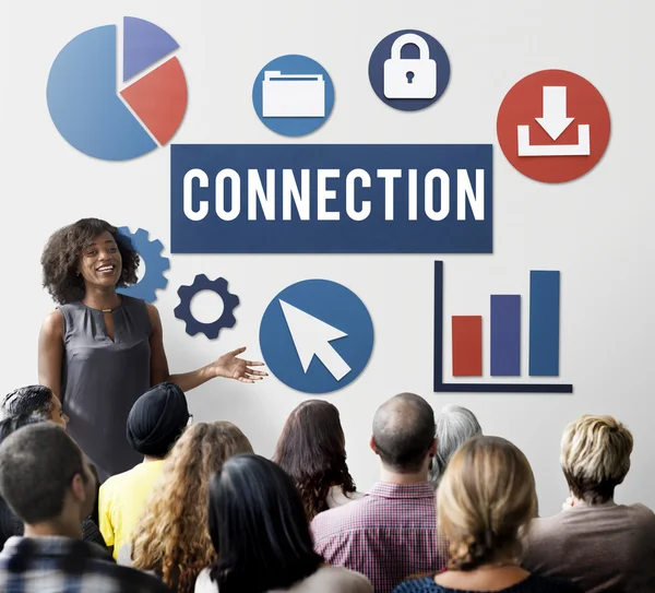 People at seminar with connection — Stock Photo, Image