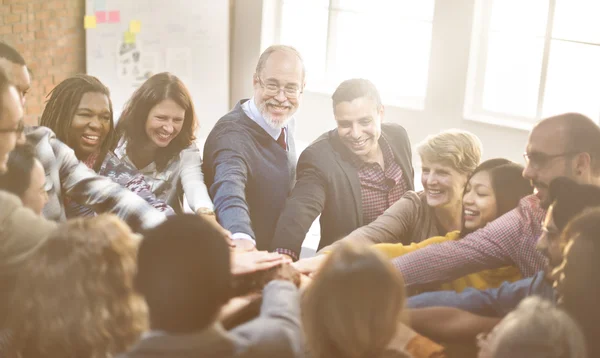 Cheerful Team Join Hands — Stock Photo, Image