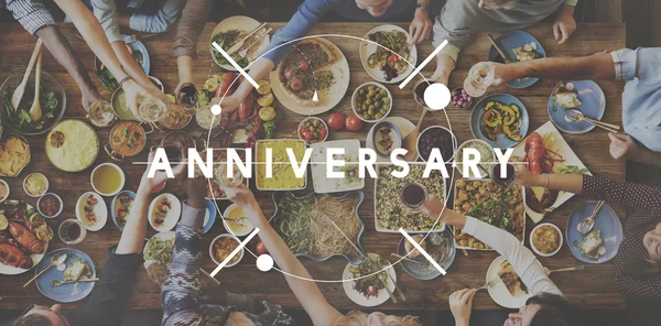 People and food with Anniversary — Stock Photo, Image