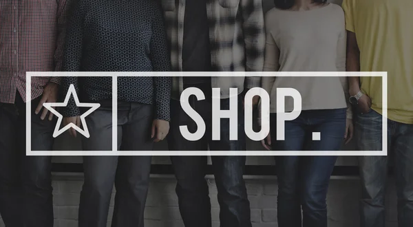 Vielfalt Menschen mit Shop — Stockfoto