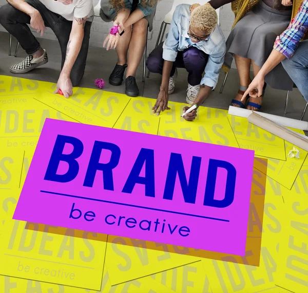 People drawing banner on floor — Stock Photo, Image