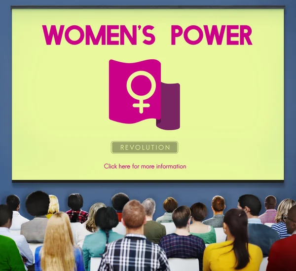 Menschen im Seminar und Frauenpower-Konzept — Stockfoto