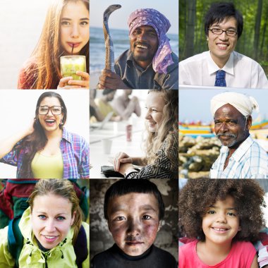 Çeşitli insanlarla kolaj