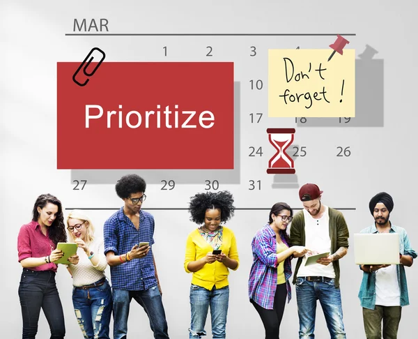 Prioritera kalender planera planering — Stockfoto