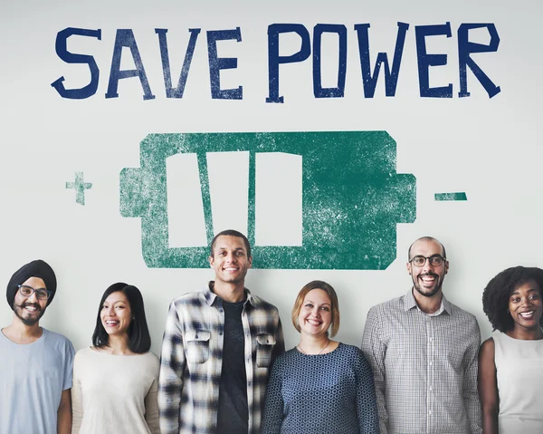 Diversidade de pessoas com Save Power — Fotografia de Stock