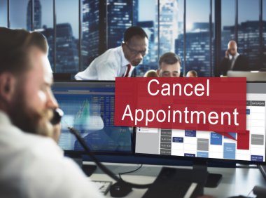 çalışma iş adamları ve randevuyu iptal etmek