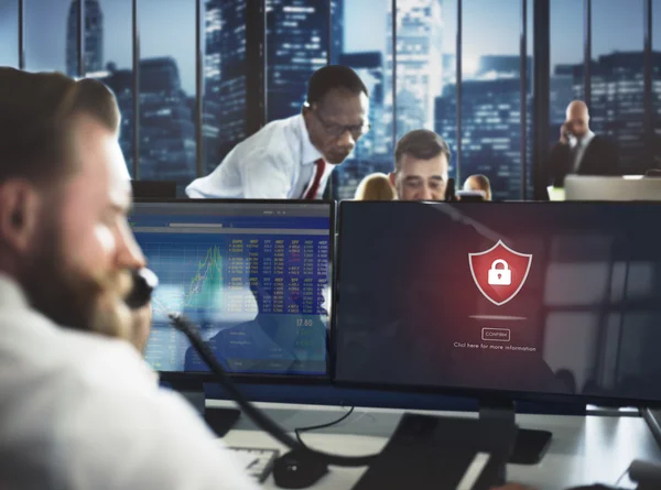 Business people working and secure lock — Stock Photo, Image