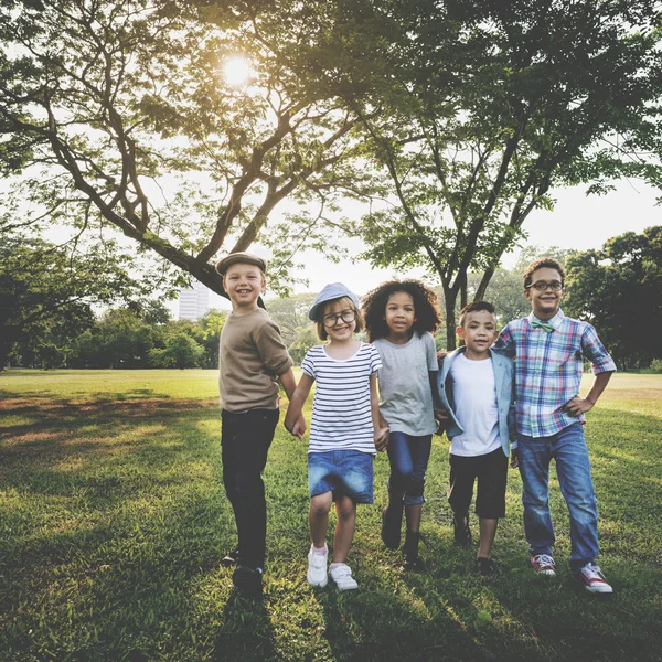 Happy Children playing outdoors