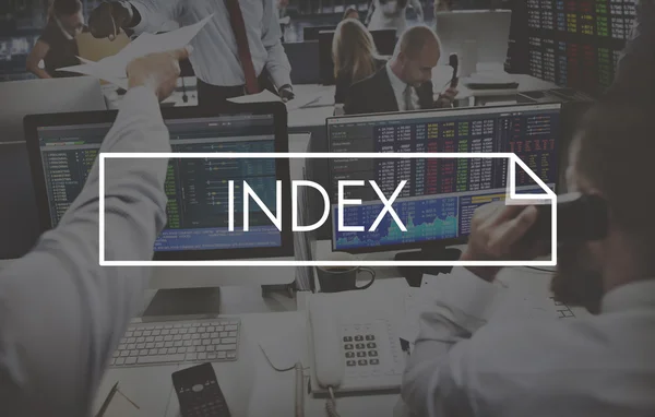 Företag som arbetar och index — Stockfoto