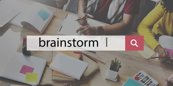 Brainstorm-Brainstorming gondolkodás, tervezés tárgyalás — Stock Fotó