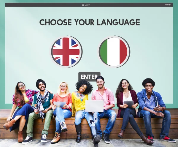 Idioma Diccionario Inglés Italiano —  Fotos de Stock