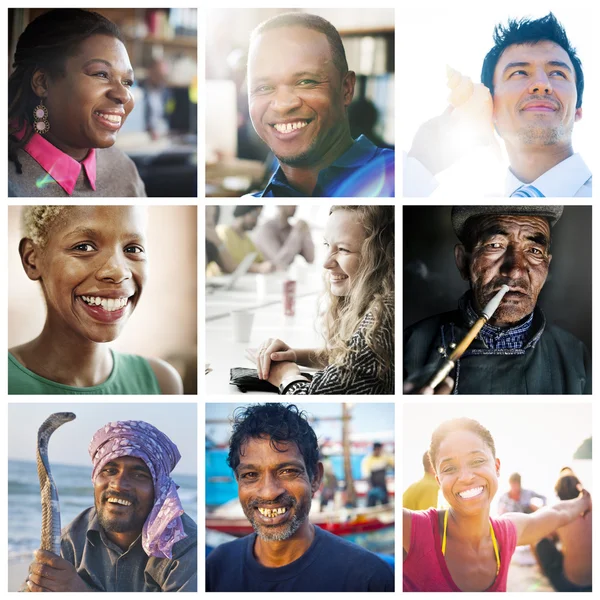 Collage med olika människor — Stockfoto