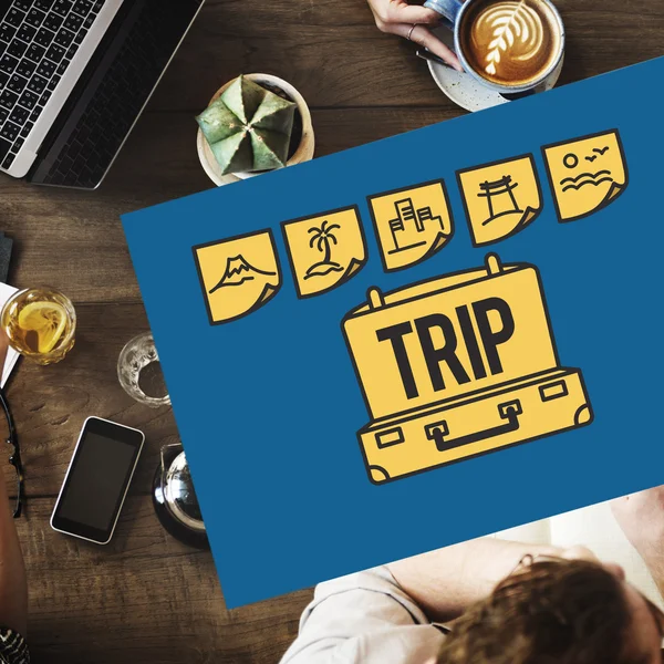 여행 포스터와 테이블 — 스톡 사진