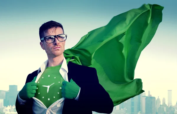 Строгий супергерой-бизнесмен — стоковое фото